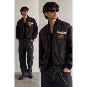 Vintage Snap-On Tools Racing Bomber Jacket Black Embroidered Mens Medium Canada